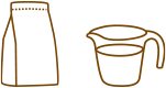 product with measuring cup of water icon